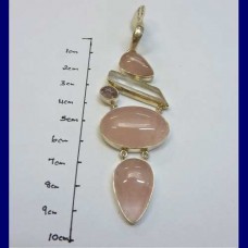 pendant..rose quartz, pearl sterling silver